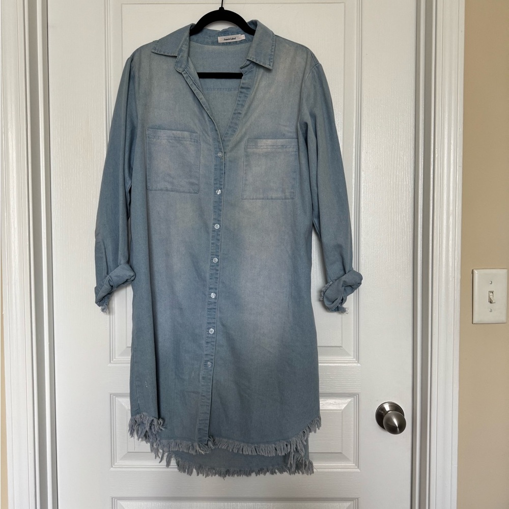 Francis Cabrel Women’s Blue Denim Collared Dress Size Medium